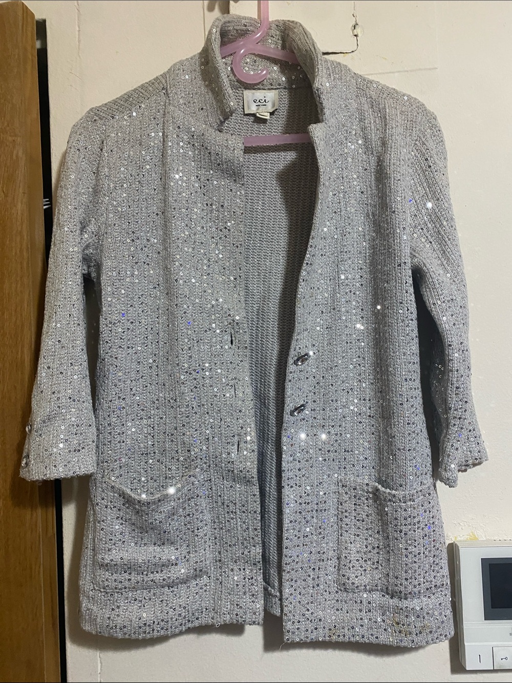 ECI Light Gray Sequin Knit Blazer Jacket. Open to Offers!